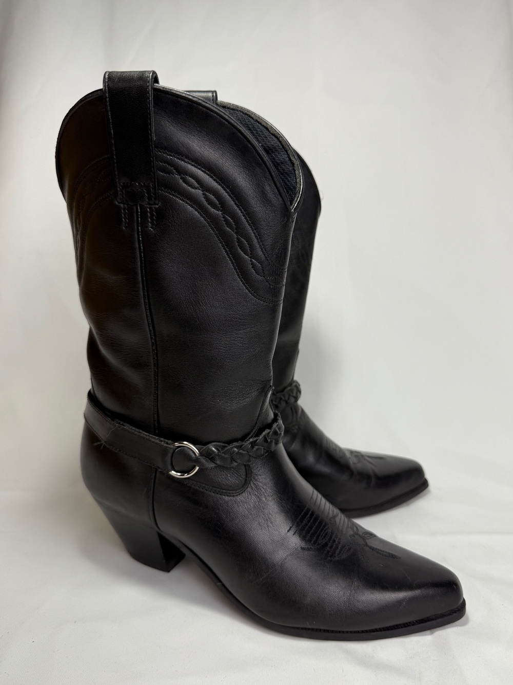 DINGO Women's Western Boots DIO 7320 Size 6.5M Black Leather Removable strap
